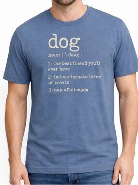 Life Is Good Mens Large Blue Crusher Tee Shirt with‎ Dog Definition Graphic Tee